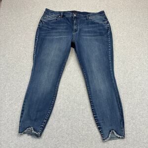 Kut From the Kloth Carlo Ankle Crop Skinny Jeans WMNS 20W Blue High Rise Frayed